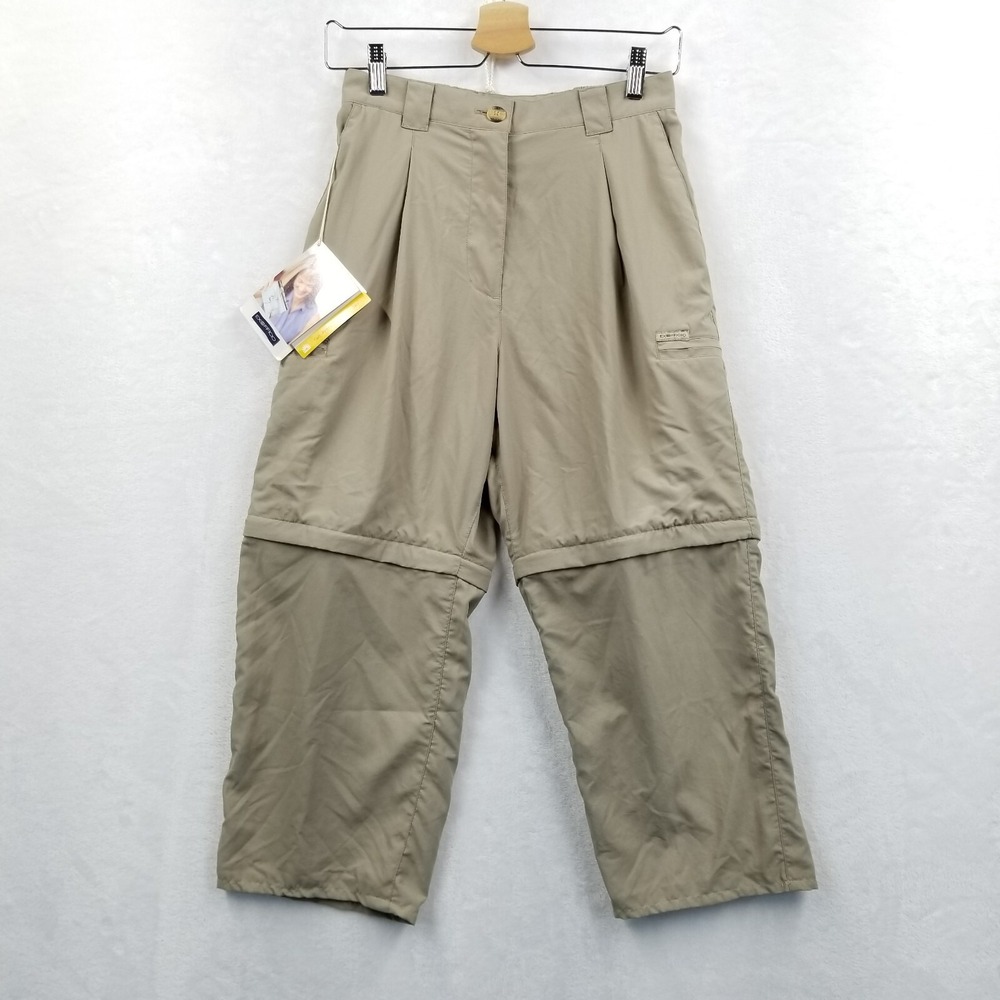 ExOfficio Pants Women 6 Beige Traveling Convertible Crop UPF 30+ Elastic Waist